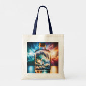 Fantasy Niedlich Sturm in Flasche Tragetasche (Rückseite)