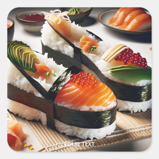 Fantasy Niedlich Stylish Sushi Shoes Quadratischer Aufkleber (Vorderseite)