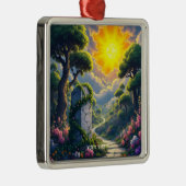 Fantasy Niedlich Sun Clouds Forest Ornament Aus Metall (Rechts)