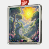 Fantasy Niedlich Sun Clouds Forest Ornament Aus Metall (Links)