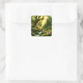 Fantasy Niedlich Sun Trees Forest Quadratischer Aufkleber (Tasche)
