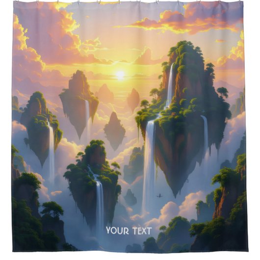 Fantasy Niedlich Sunset Islands Wasserfälle Duschvorhang (Vorderseite)