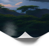 Fantasy Niedlich Sunset Islands Wasserfälle Poster (Ecke)
