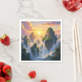 Fantasy Niedlich Sunset Islands Wasserfälle Serviette (Beispiel)