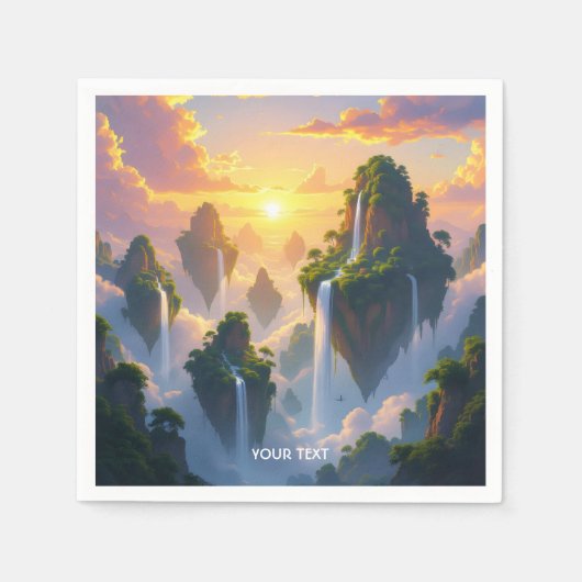 Fantasy Niedlich Sunset Islands Wasserfälle Serviette (Vorderseite)