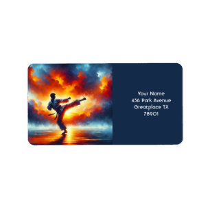 Fantasy Niedlich Sunset Karate Fighter Adressaufkleber