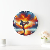 Fantasy Niedlich Sunset Karate Fighter Große Wanduhr (Zuhause)