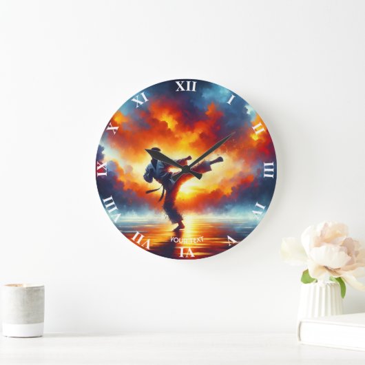 Fantasy Niedlich Sunset Karate Fighter Große Wanduhr (Zuhause)