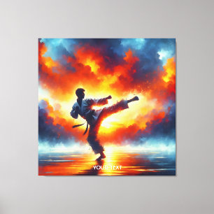 Fantasy Niedlich Sunset Karate Fighter Leinwanddruck