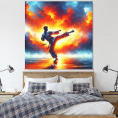 Fantasy Niedlich Sunset Karate Fighter Leinwanddruck (Insitu (Schlafzimmer))