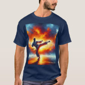 Fantasy Niedlich Sunset Karate Fighter T-Shirt (Vorderseite)
