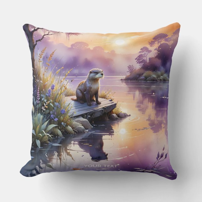Fantasy Niedlich Sunset Lila See Kissen (Vorderseite)