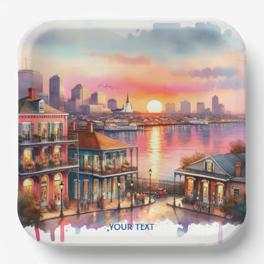 Fantasy Niedlich Sunset New Orleans View Pappteller (Vorderseite)