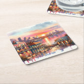 Fantasy Niedlich Sunset New Orleans View Rechteckiger Pappuntersetzer (angewinkelt)