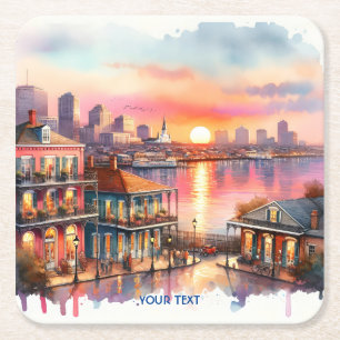 Fantasy Niedlich Sunset New Orleans View Rechteckiger Pappuntersetzer