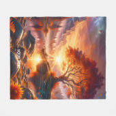 Fantasy Niedlich Sunset Orange Tree Fleecedecke (Vorderseite (Horizontal))