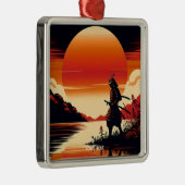 Fantasy Niedlich Sunset Samurai Sun Ornament Aus Metall (Rechts)