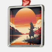 Fantasy Niedlich Sunset Samurai Sun Ornament Aus Metall (Links)