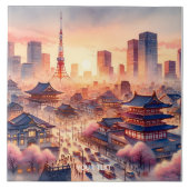 Fantasy Niedlich Sunset Tokyo View Fliese (Vorderseite)