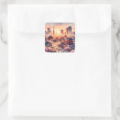 Fantasy Niedlich Sunset Tokyo View Quadratischer Aufkleber (Tasche)