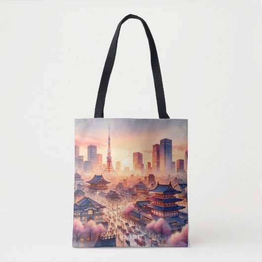 Fantasy Niedlich Sunset Tokyo View Tasche (Vorderseite)