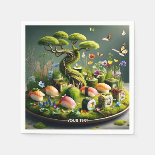 Fantasy Niedlich Sushi Japanische Landschaft Serviette (Vorderseite)