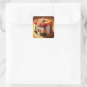 Fantasy Niedlich Sushi Small Cube Quadratischer Aufkleber (Tasche)