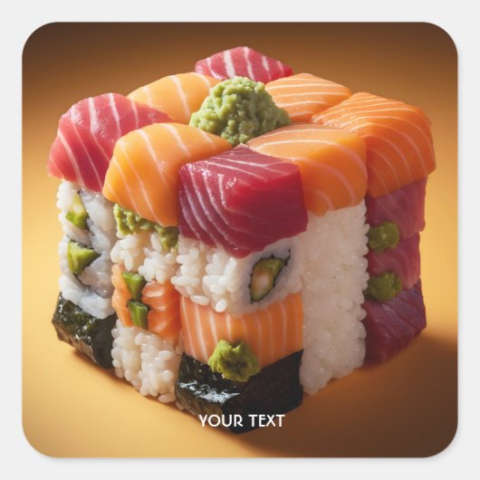 Fantasy Niedlich Sushi Small Cube Quadratischer Aufkleber (Vorderseite)