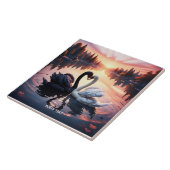 Fantasy Niedlich Swan Lake Sunset Fliese (Seite)