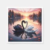 Fantasy Niedlich Swan Lake Sunset Serviette (Vorderseite)