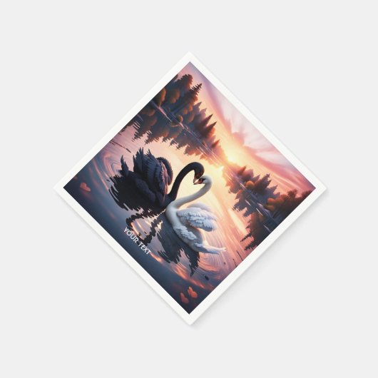 Fantasy Niedlich Swan Lake Sunset Serviette (Ecke)