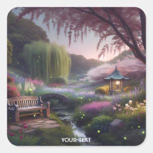 Fantasy Niedlich Sweet Abend Landschaft Quadratischer Aufkleber