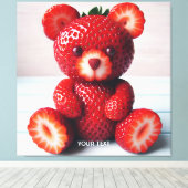 Fantasy Niedlich Sweet Strawberries Bear Leinwanddruck (Insitu (Holzboden))