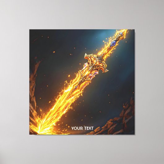 Fantasy Niedlich Sword Flames Höhle Leinwanddruck (Vorderseite)