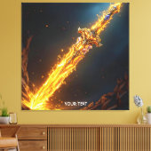 Fantasy Niedlich Sword Flames Höhle Leinwanddruck (Insitu (Wohnzimmer))