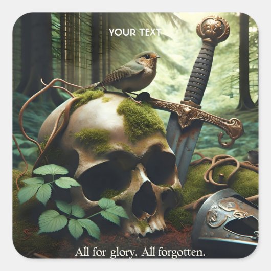Fantasy Niedlich Sword Head Moss Quadratischer Aufkleber (Vorderseite)