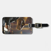 Fantasy Niedlich T-rex Klavier spielen Gepäckanhänger (Vorderseite horizontal)