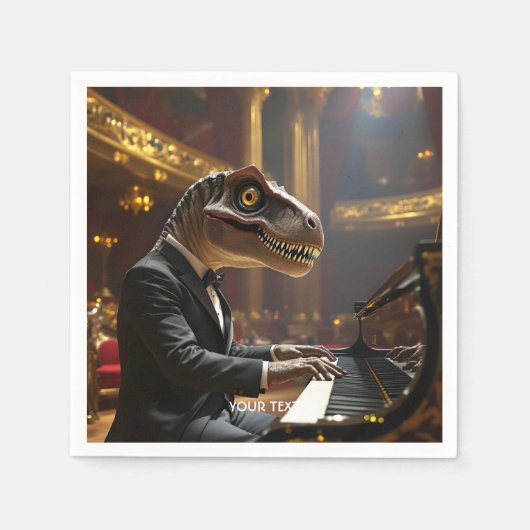 Fantasy Niedlich T-rex Klavier spielen Serviette (Vorderseite)