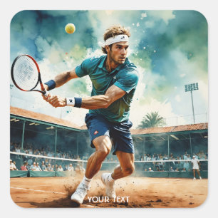 Fantasy Niedlich Tennis Player Ball Quadratischer Aufkleber