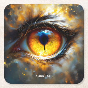 Fantasy Niedlich Tiger Orange Eye Rechteckiger Pappuntersetzer