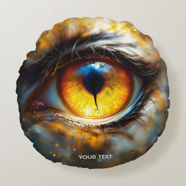 Fantasy Niedlich Tiger Orange Eye Rundes Kissen (Vorderseite)