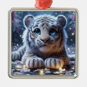 Fantasy Niedlich Tiger White Baby Ornament Aus Metall