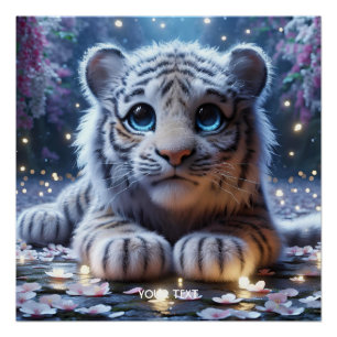 Fantasy Niedlich Tiger White Baby Poster