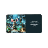 Fantasy Niedlich Tiny Mouse Scientist Adressaufkleber (Vorne)