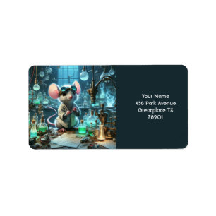 Fantasy Niedlich Tiny Mouse Scientist Adressaufkleber