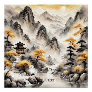 Fantasy Niedlich Traditionelle japanische Landscha Poster