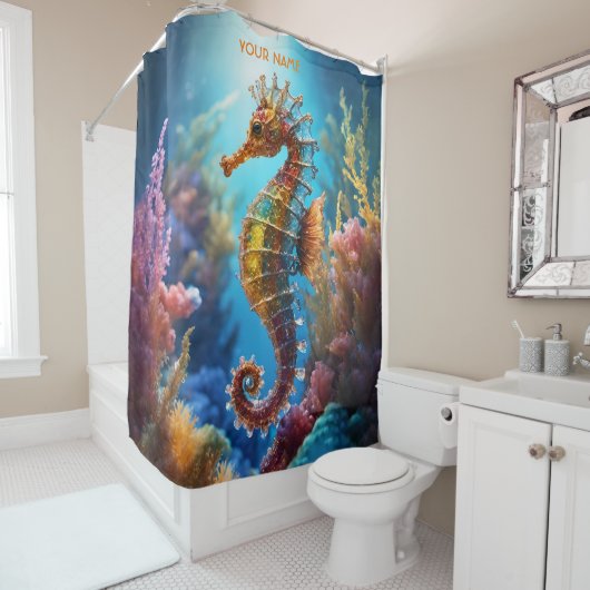 Fantasy Niedlich Transparentes KristallSeepferd Duschvorhang (Beispiel)