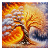 Fantasy Niedlich Tree Fire Snow Poster (Vorderseite)