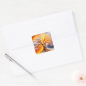 Fantasy Niedlich Tree Fire Snow Quadratischer Aufkleber (Umschlag)
