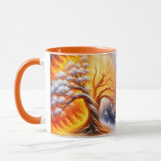 Fantasy Niedlich Tree Fire Snow Tasse (Links)